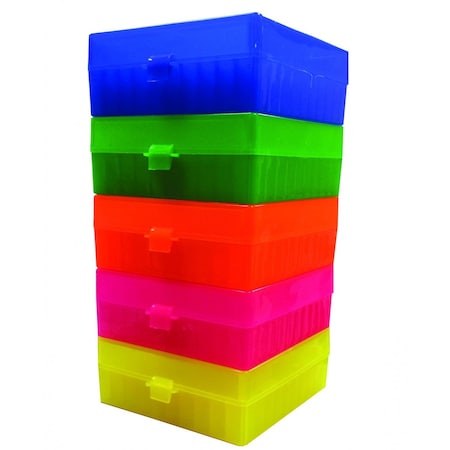 Scientific Specialties Cryogenic Storage Box, Hinged Lid, 100 Capacity, Assorted, 5/PK 145634